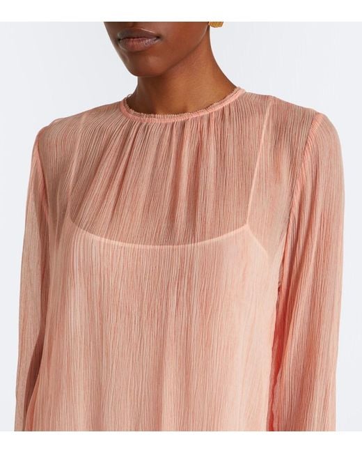 Ulla Johnson Pink Emmeline Ruffled Silk Chiffon Minidress