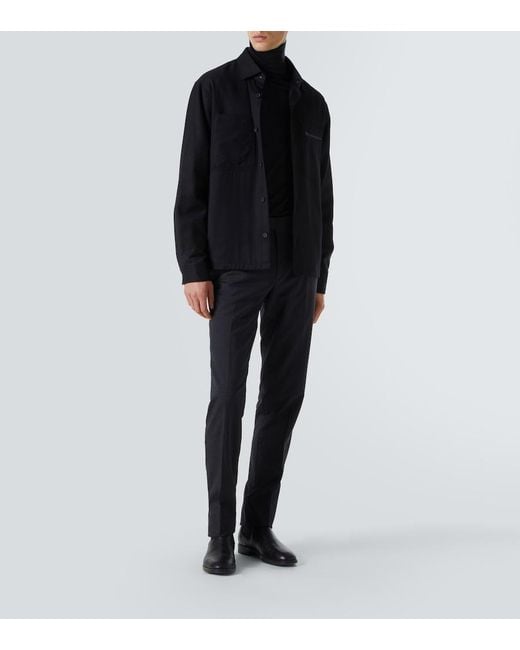 Zegna Black Technical Wool Overshirt for men