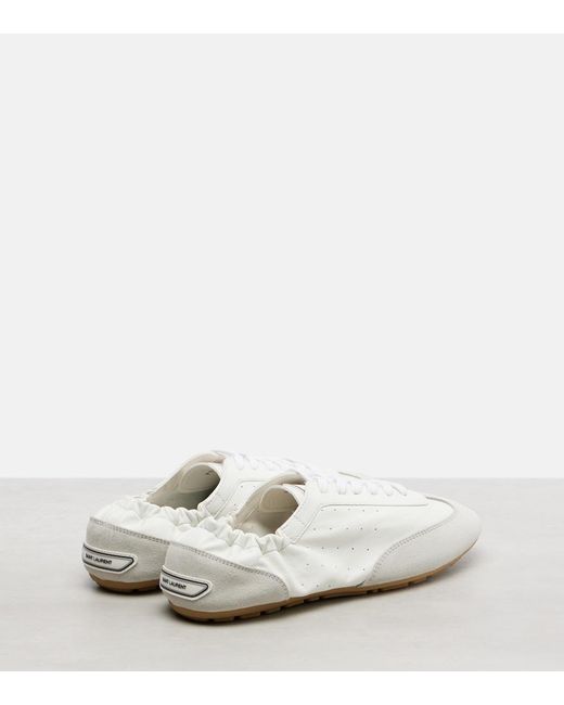 Saint Laurent White Lewis Suede-Trimmed Leather Sneakers