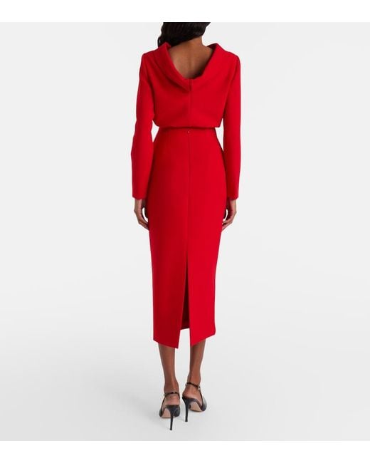Roland Mouret Red Crepe Pencil Skirt