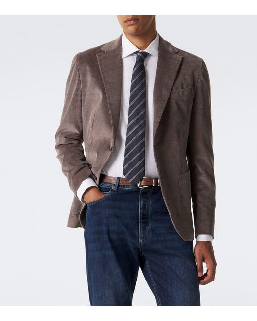 Eleventy Brown Cotton And Cashmere Corduroy Blazer for men