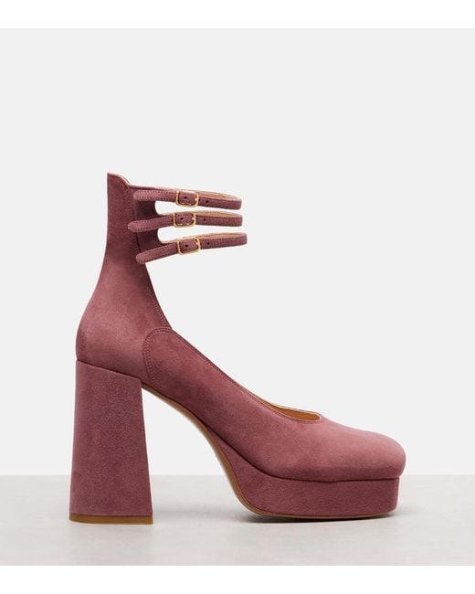 Chloé Purple Loti 100 Suede Platform Pumps