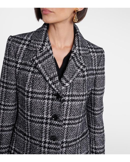 Dolce & Gabbana Black Checked Wool, Silk, And Llama-Blend Jacket