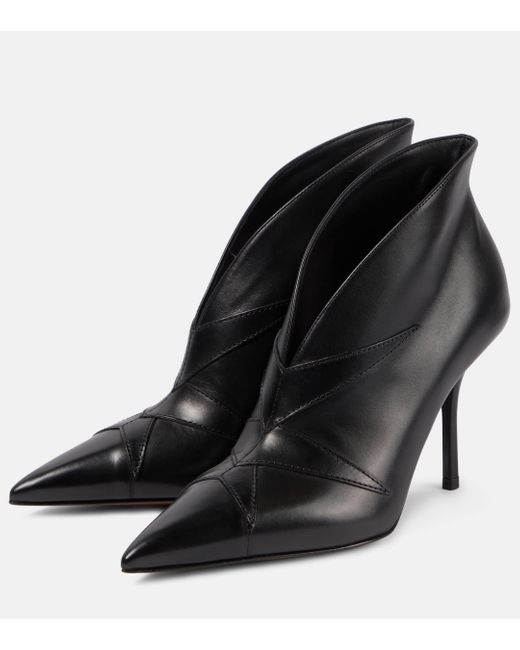 Alaïa Black Leather Ankle Boots