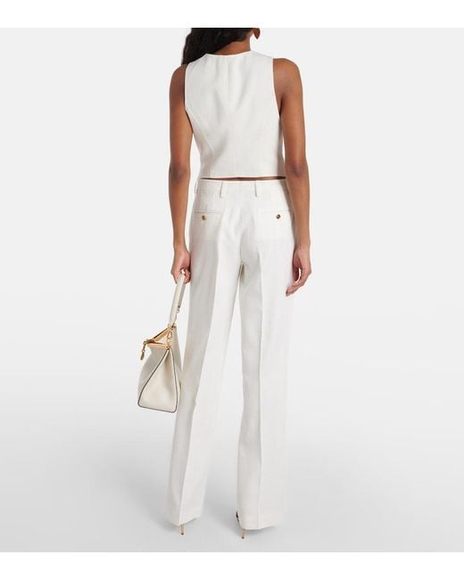 Etro White Mid-Rise Flared Pants