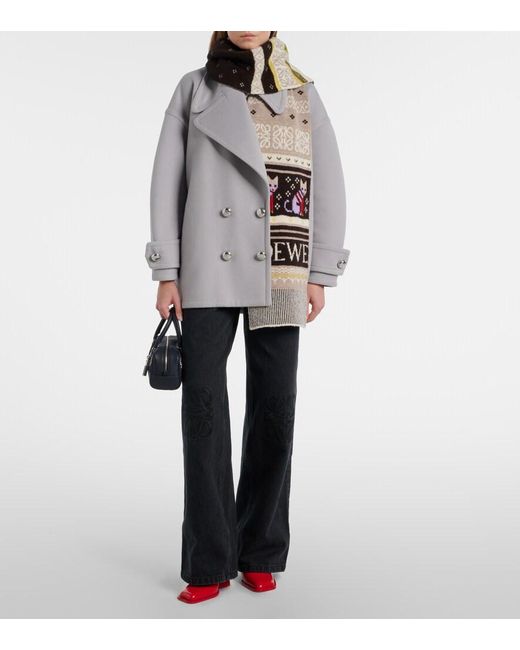 Loewe White X Louis Wain Fair Isle Wool-Blend Scarf