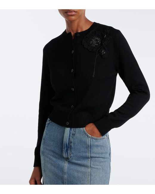 Erdem Black Beaded Wool Cardigan