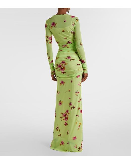 Blumarine Green Floral Jersey Maxi Dress