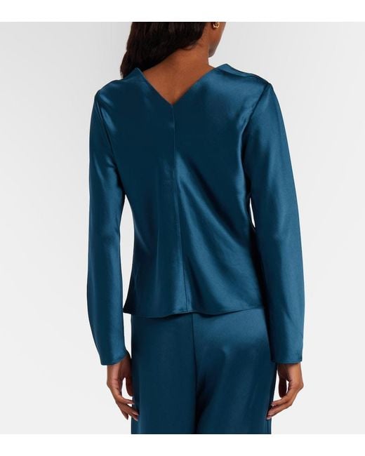 Leset Blue Barb Satin Top
