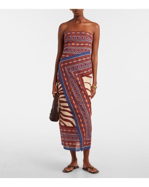 Johanna Ortiz Red Printed Wrap Dress