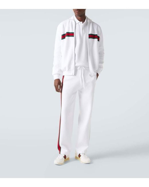 Veste Web Stripe En Coton Melange Gucci pour homme en coloris White