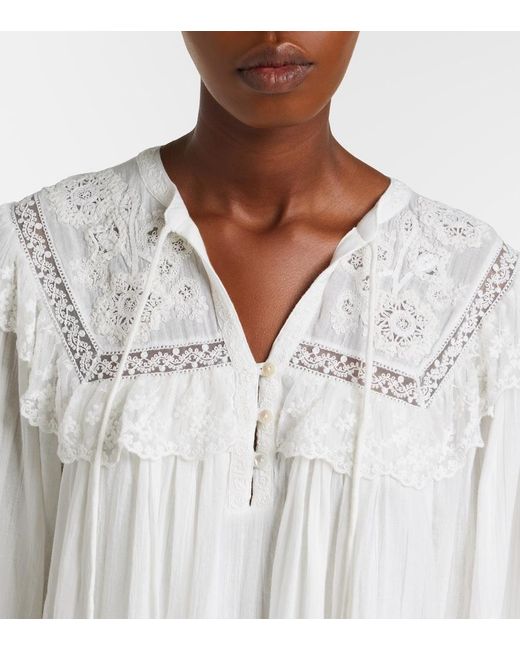 Rixo White Inez Embroidered Cotton Minidress