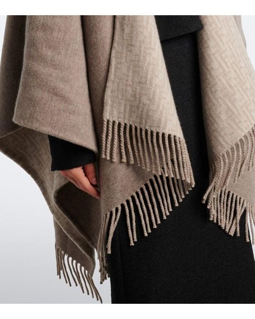 Fendi Brown Reversible Wool And Cashmere Poncho