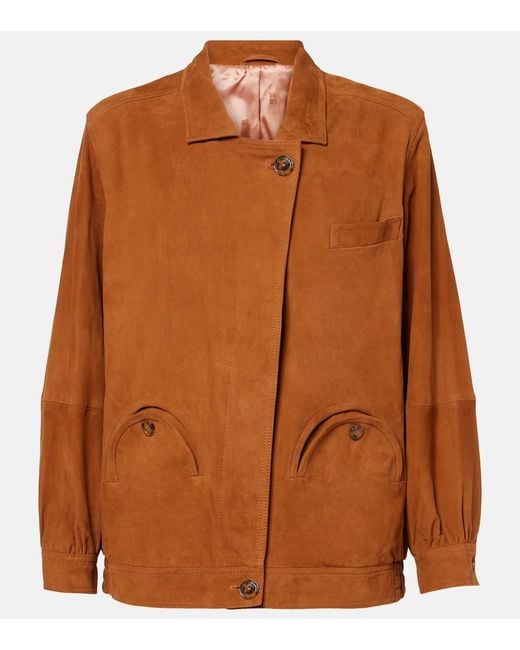 Blazé Milano Brown Viva Cleo Suede Bomber Jacket