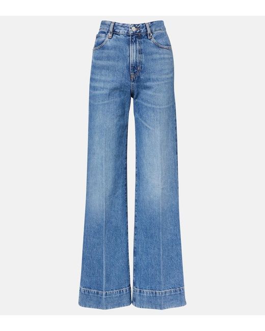 FRAME Blue Slice High-Rise Flared Jeans