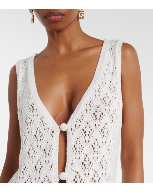 Faithfull The Brand White Fio Pointelle Cotton Vest