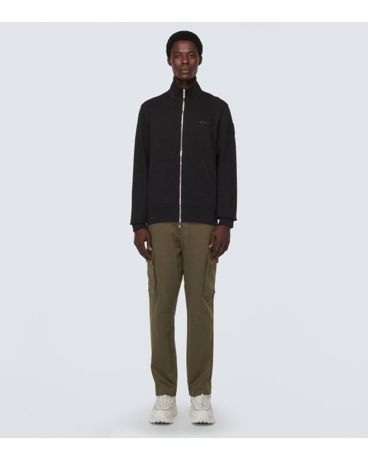 Moncler Black Cotton Fleece Zip-up Sweater for men