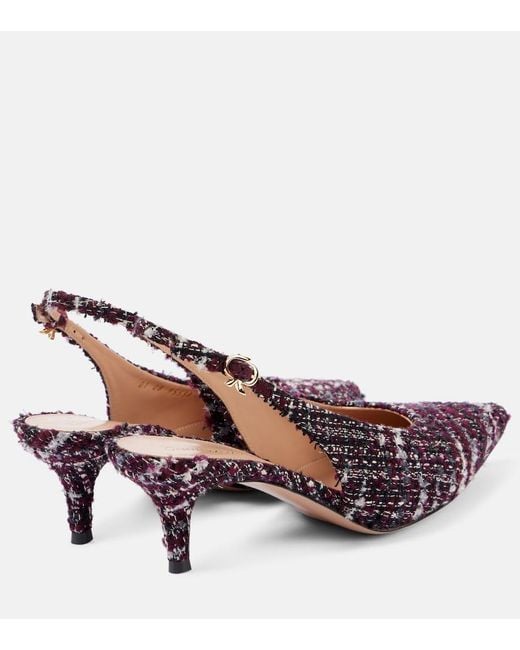 Gianvito Rossi Purple 55 Boucle Slingback Pumps