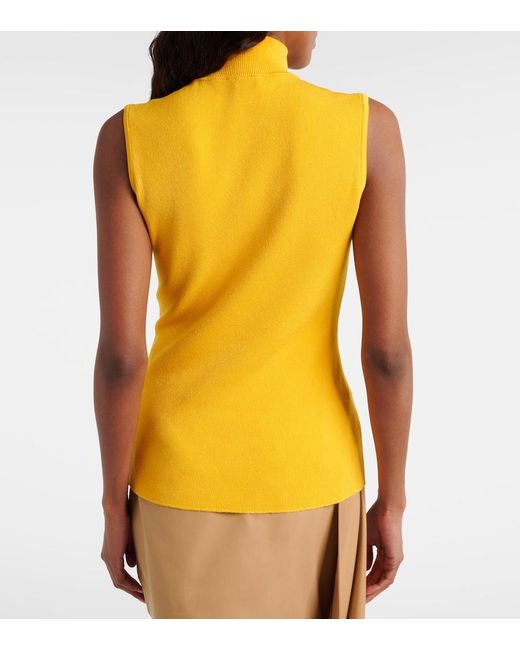 Loewe Yellow Double L Ribbed-Knit Top