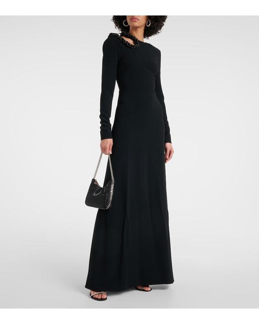 Stella McCartney Black Crystal-Embellished Cutout Gown