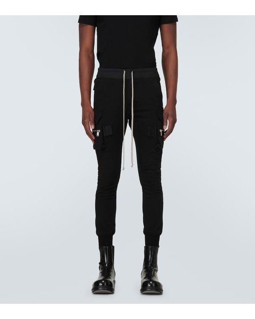 Rick Owens Black Mastodon Cotton Cargo Sweatpants for men