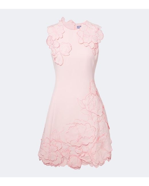 LEO LIN Pink Floral-Applique Minidress
