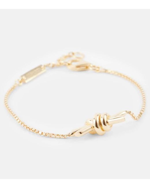 Pulsera Knot De Plata De Ley Banada En Oro Bottega Veneta de color White