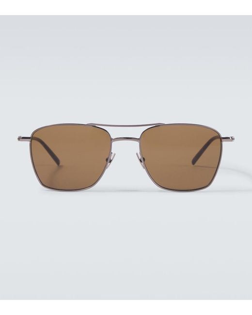 Saint Laurent Brown Sl Logo Aviator Sunglasses for men