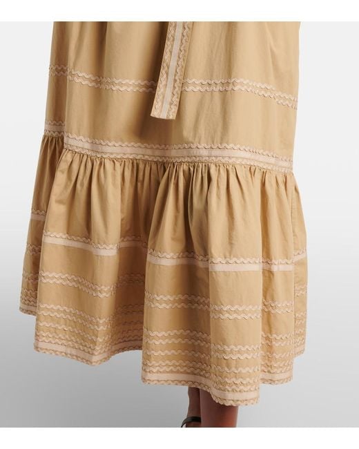Ulla Johnson Metallic Lucian Ruffled Cotton Midi Dress
