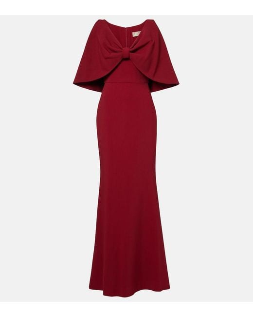 Elie Saab Red Caped Cady Gown