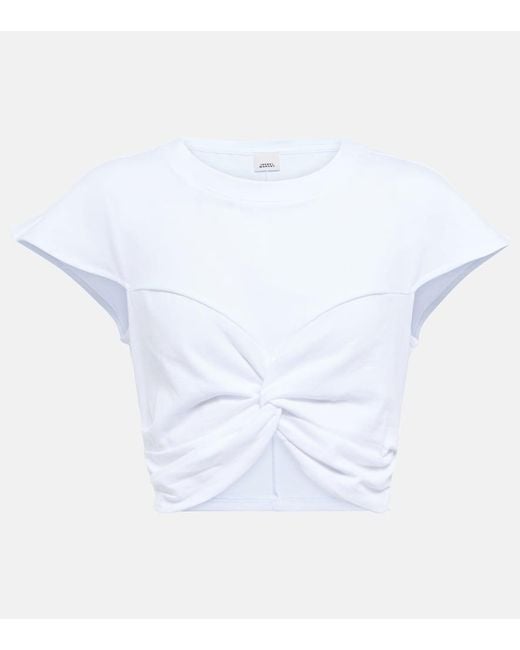 Isabel Marant White Zineae Cotton Jersey Crop Top