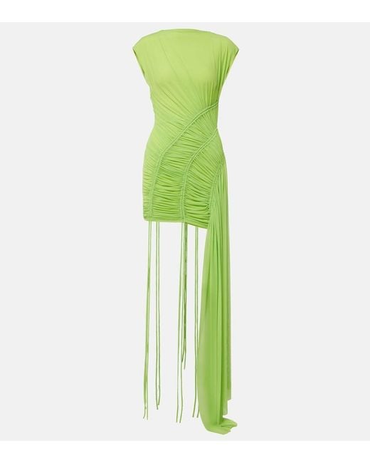 David Koma Green Ruched Minidress