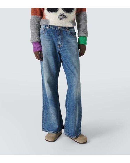 ERL Blue Mid-Rise Flared Jeans for men