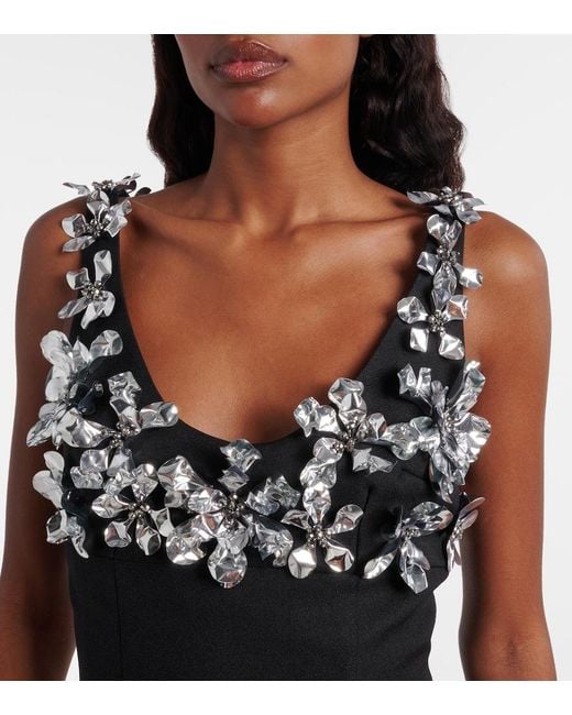 Emilia Wickstead Black Einna Embellished Crepe Minidress