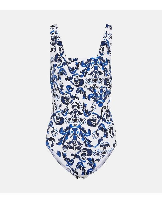 Emilia Wickstead Blue Ana Printed Swimsuit