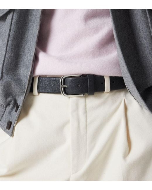 Kiton Black Leather Belt for men