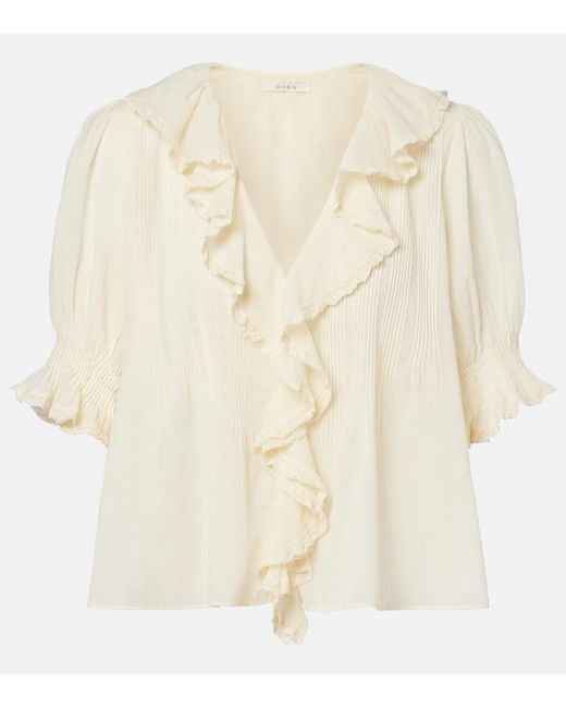 Doen Natural Henri Ruffled Cotton Blouse