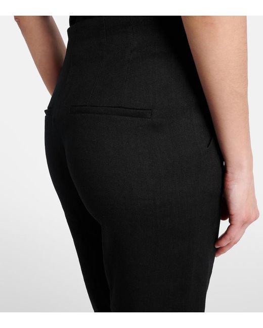 Veronica Beard Black Komi High-Rise Linen-Blend Flared Pants