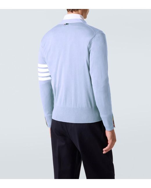 Thom Browne Blue 4-Bar Virgin Wool Cardigan for men