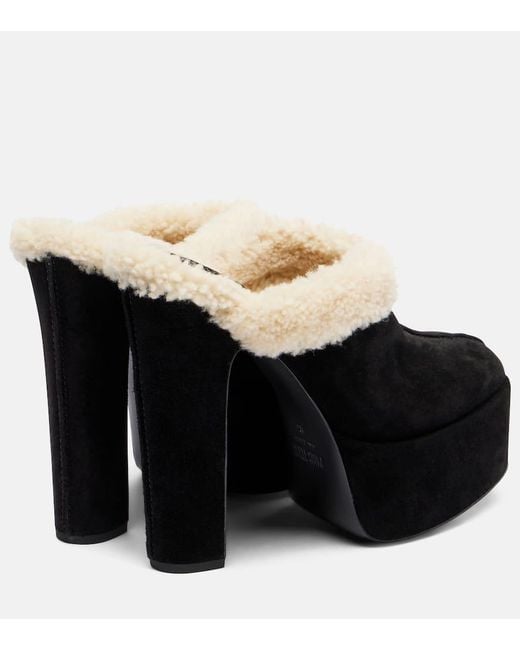 Paris Texas Black Malena 145 Suede Platform Mules