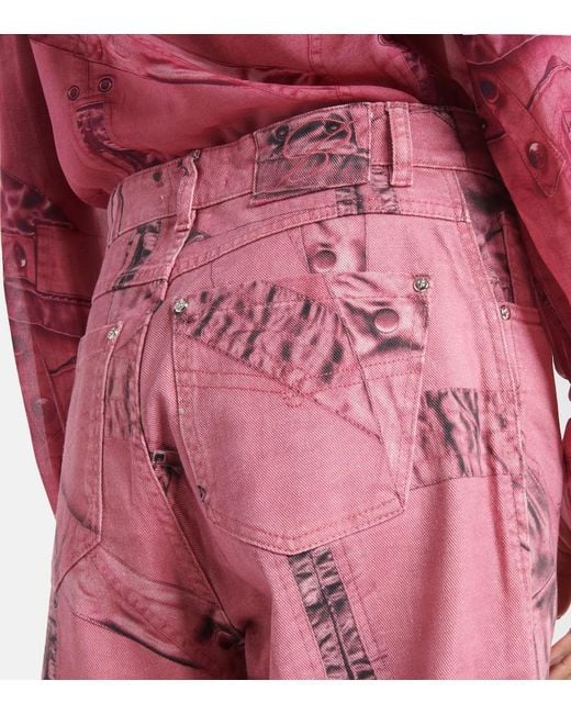 Blumarine Red Wide-Leg Jeans