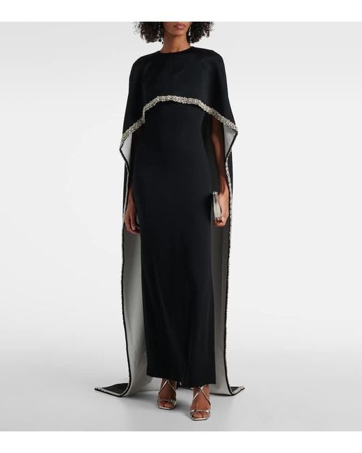 Roland Mouret Black Robe Aus Crepe Mit Kristallen