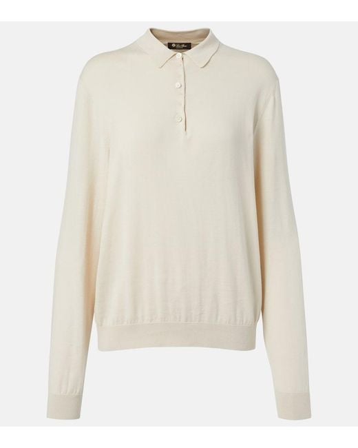 Loro Piana White Ice Wish Knitted Cotton Polo Shirt