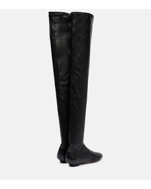 Khaite Black Apollo Leather Over-The-Knee Boots
