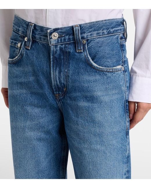 Citizens of Humanity Blue Lindz Low-Rise Wide-Leg Jeans