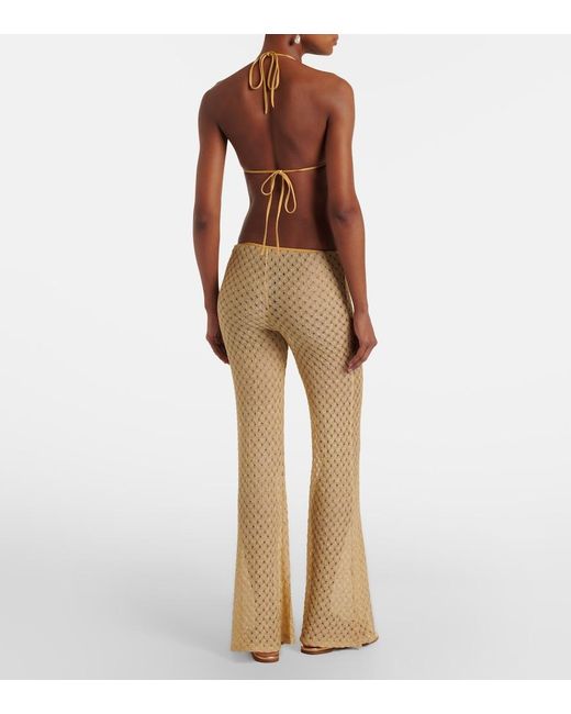 Missoni Natural Open-Knit Lame Flared Pants