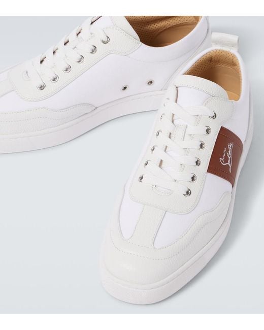 Christian Louboutin White Retero Leather-Trimmed Canvas Sneakers for men