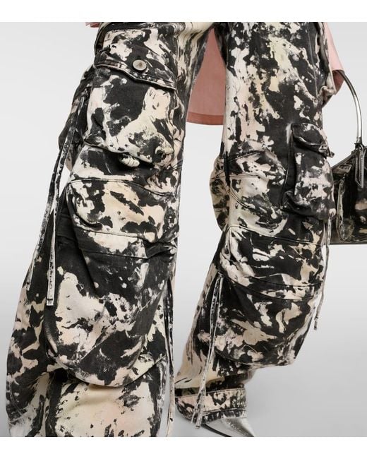 The Attico Metallic Bedruckte Cargohose Fern Aus Baumwolle