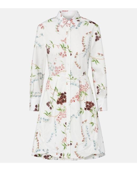 Erdem White Floral Cotton Poplin Shirt Dress
