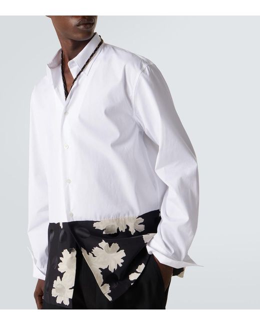 Dries Van Noten White Paneled Cotton Poplin Shirt for men